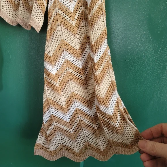 Galita Chevron Knit Tie-Front Cardigan BOHO Size Small NWT - Picture 5 of 13